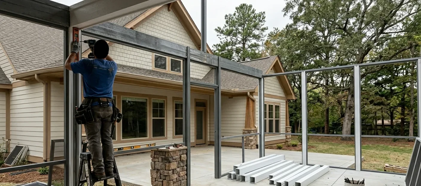 Deck converted to screened porch Huntsville AL